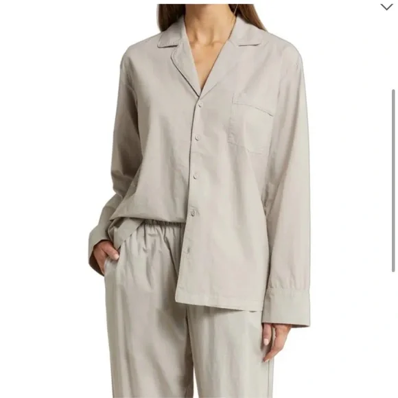 Skims cotton poplin pajama top in gray silver size small - Picture 4 of 4